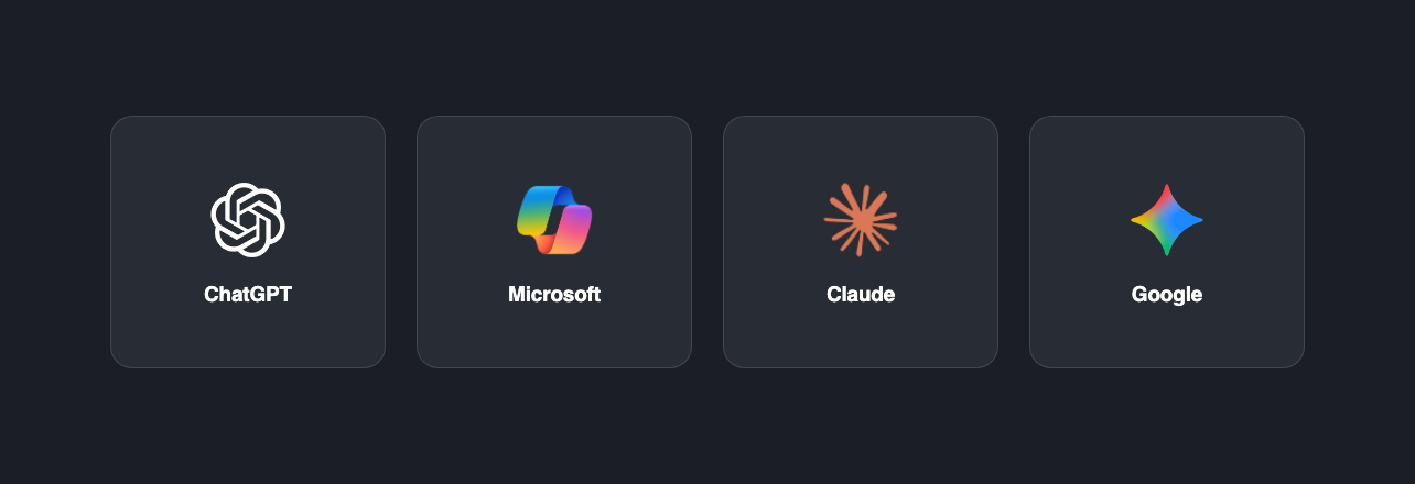 Model provider options: ChatGPT, Microsoft, Claude, and Google